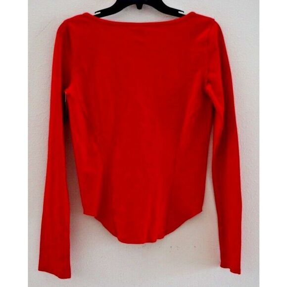 Free People We The Free OB745830 Women's Sz S Jacqui Red Lace Up Long Sleeve Top - Picture 2 of 6